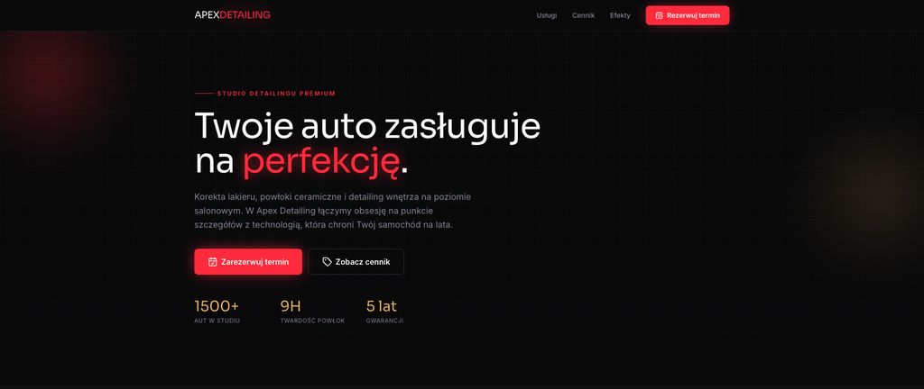 Zrzut ekranu strony Apex Detailing
