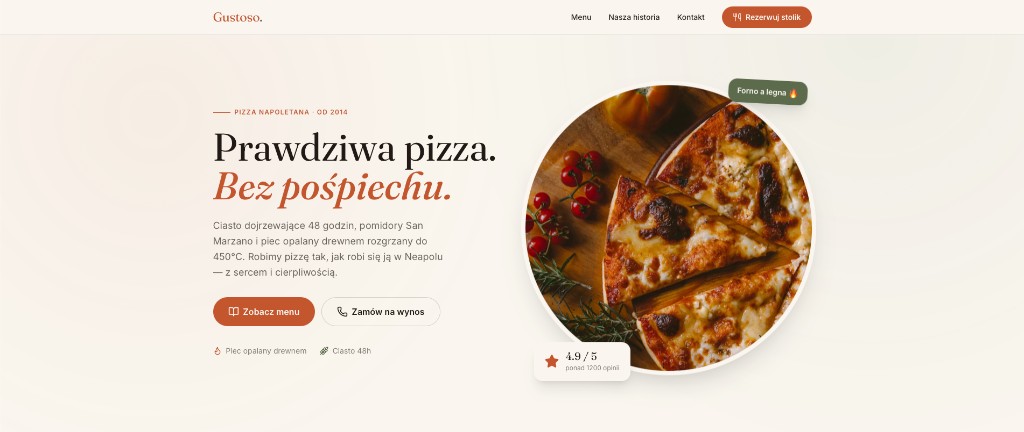 Zrzut ekranu strony Gustoso Pizza